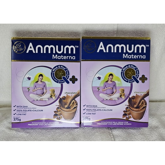 Anmum Materna Powdered Milk Drink for Pregnant and Lactating Women, Chocolate Flavor, 375 grams x2