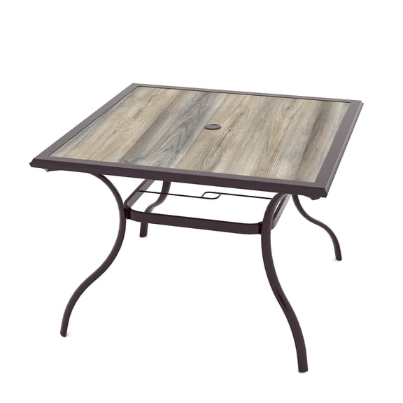 Anmutig 37" Outdoor Patio Table, Square Patio Dining Table with Laminated Top & 1.6" Umbrella Hole, Brown Frame