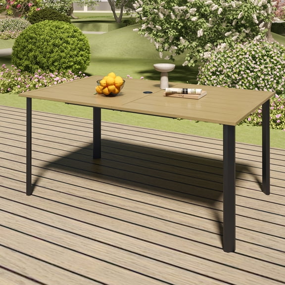 Anmutig 63" Patio Dining Table, Large Outdoor Table for 6