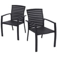 thumbnail image 1 of Anmutig Outdoor Dining Chairs with Aluminum Structure & Resin Seat,2pcs Stackable Patio Chairs for All-Weather Use,300LBS Capacity,Black, 1 of 6