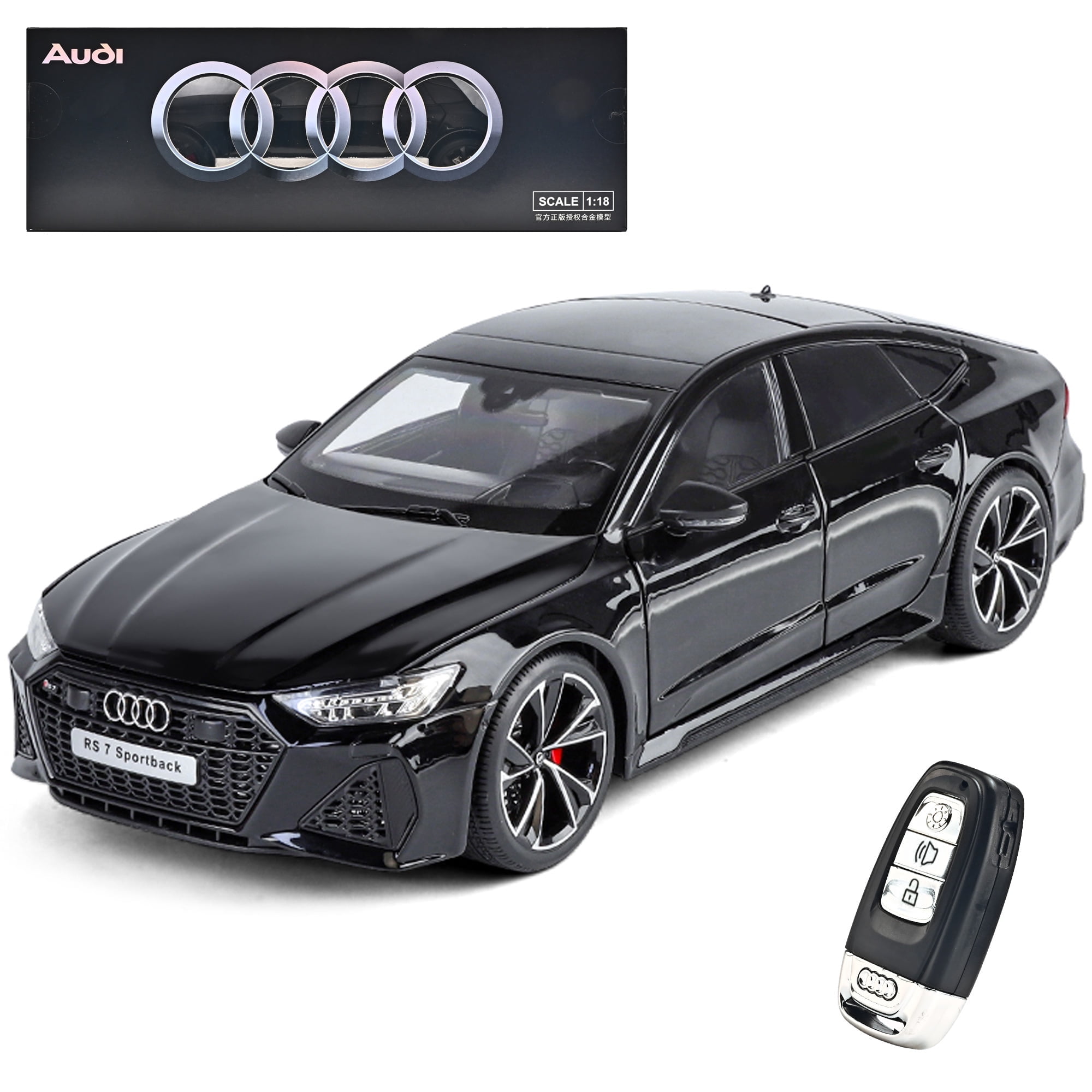 Anmyjuly 1:18 Audi RS7 Diecast Alloy Car Model - Realistic Simulation Key, Working Lights, Adjustable Seats, Removable Wheels ，Suitable for 14+ gifts