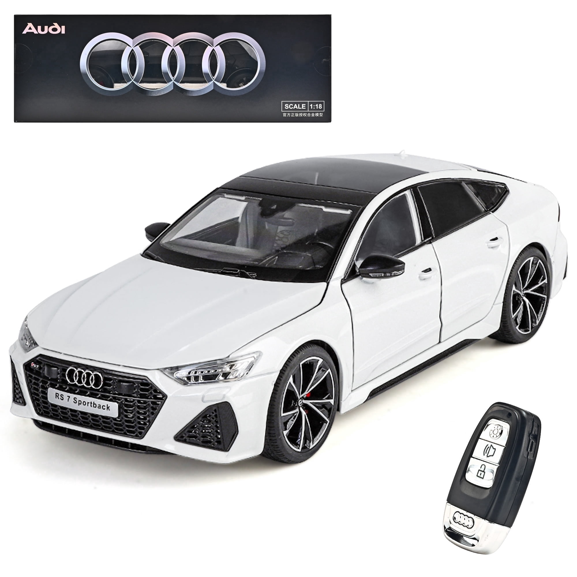 Anmyjuly 1:18 Audi RS7 Diecast Alloy Car Model - Realistic Simulation Key, Working Lights, Adjustable Seats, Removable Wheels ，Suitable for 14+ gifts