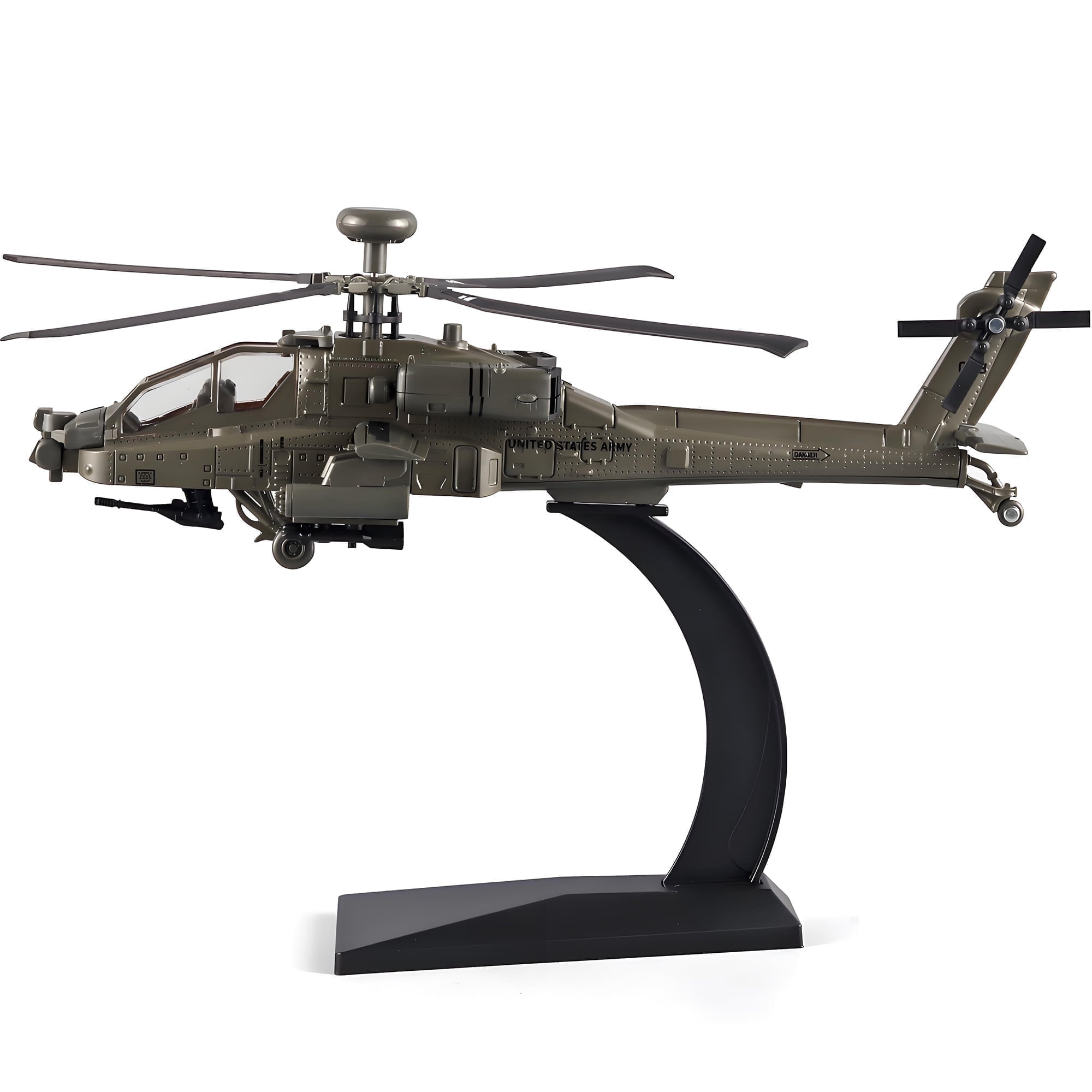 Anmyjuly 1:64 Scale Apache Die Cast Toy AH-64 Helicopter Gunships Military Model，Suitable for Collection and Gifts for Boys