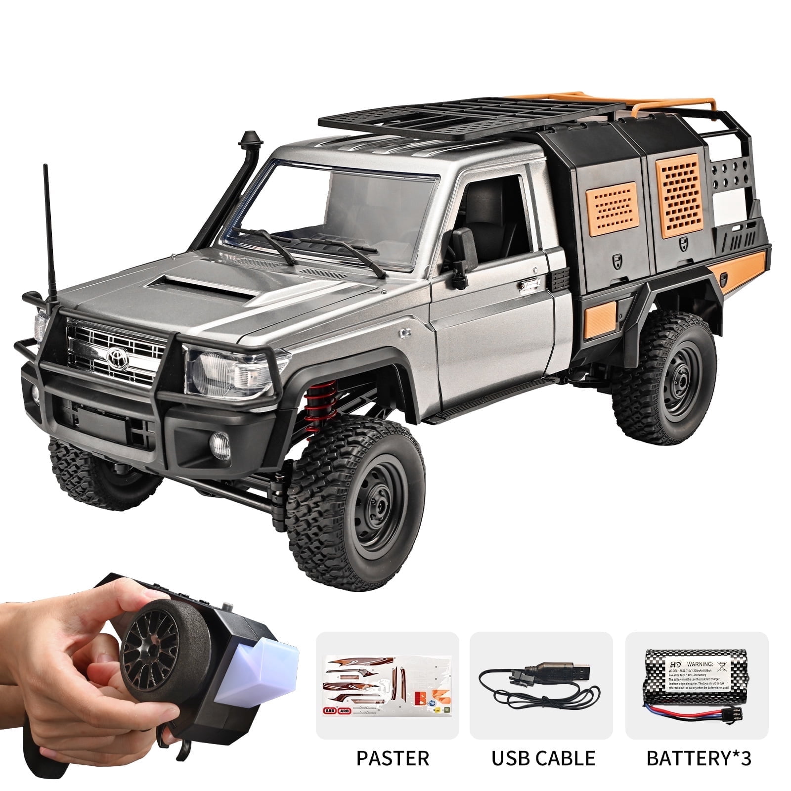 Anmyjuly MN82S 1/12 Scale Toyota RC Rock Crawler Truck - 2.4GHz 4WD, 2-Speed, Off-Road with 3 Upgraded 1200mAh Batteries & Gift
