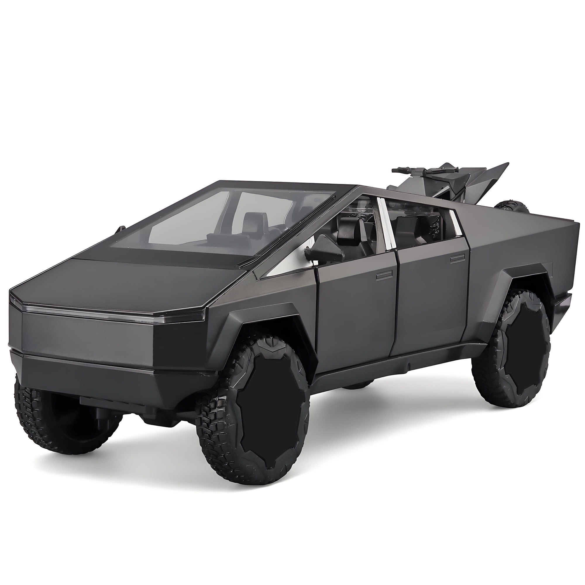 Anmyjuly Toy Trucks Model Pickup Motorcycle Silver Alloy 1/24 Diecast Vehicles with Sound and Light,Gray