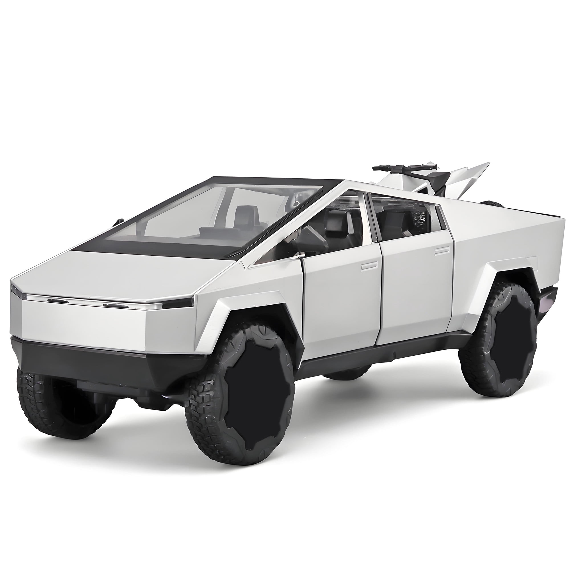 Anmyjuly Toy Trucks Model Pickup Motorcycle Silver Alloy 1/24 Diecast Vehicles with Sound and Light
