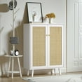 Anmytek 3 Drawer Dresser for Bedroom, Rattan Dresser Modern Wood Chest