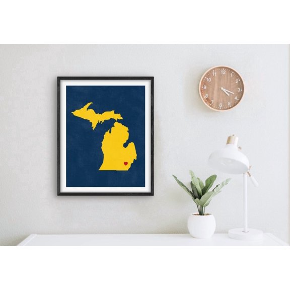Ann Arbor Michigan Art College Themed Alumni Map Wall Art, Travel Inspired Home And Office Decor