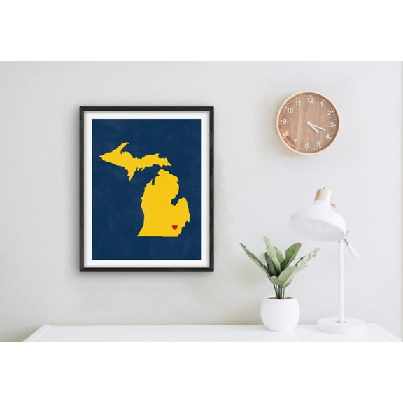 Ann Arbor Michigan Art College Themed Decor Alumni Gift Idea Michigan Art Ann Arbor Map