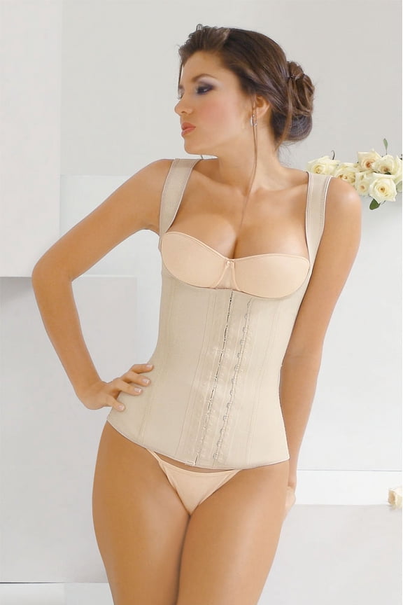 2027 FAJA LATEX COLOMBIAN CHALECO  REDUCTORA WAIST TRAINING VEST - Size 34 Medium BEIGE