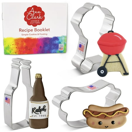 Ann Clark BBQ/Father's Day Cookie Cutter Set, 3-Piece, Made in USA