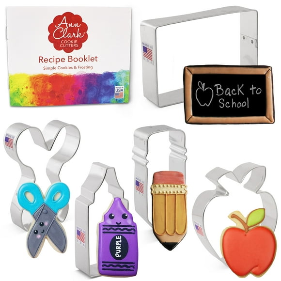 Ann Clark Back to School Cookie Cutter Set, 5-Piece, Made in USA