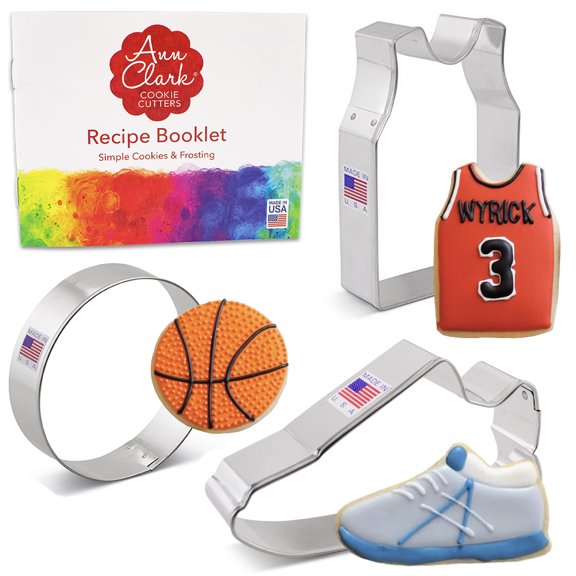 Ann Clark Basketball Cookie Cutter Set, 3-Piece, Made in USA