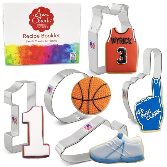 Ann Clark Basketball Cookie Cutter Set, 5-Piece, Made in USA