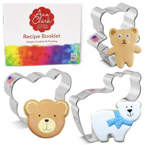Ann Clark Bear Cookie Cutter Set, 3-Piece, Made in USA