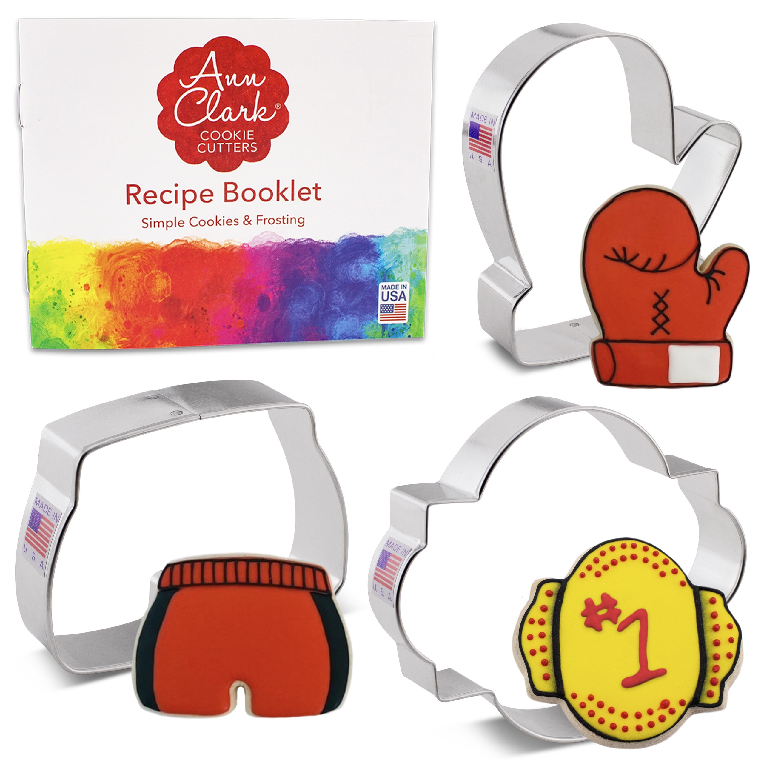 Boxing Themed Metal Cookie Cutter Set with Recipe Booklet
