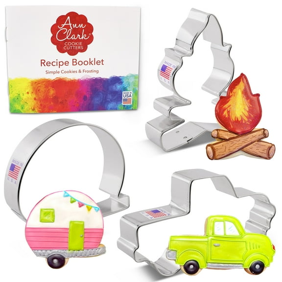 Ann Clark Camping Cookie Cutter Set, 3-Piece, Made in USA