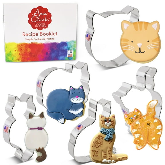 Ann Clark Cat Cookie Cutter Set, 5-Piece, Made in USA