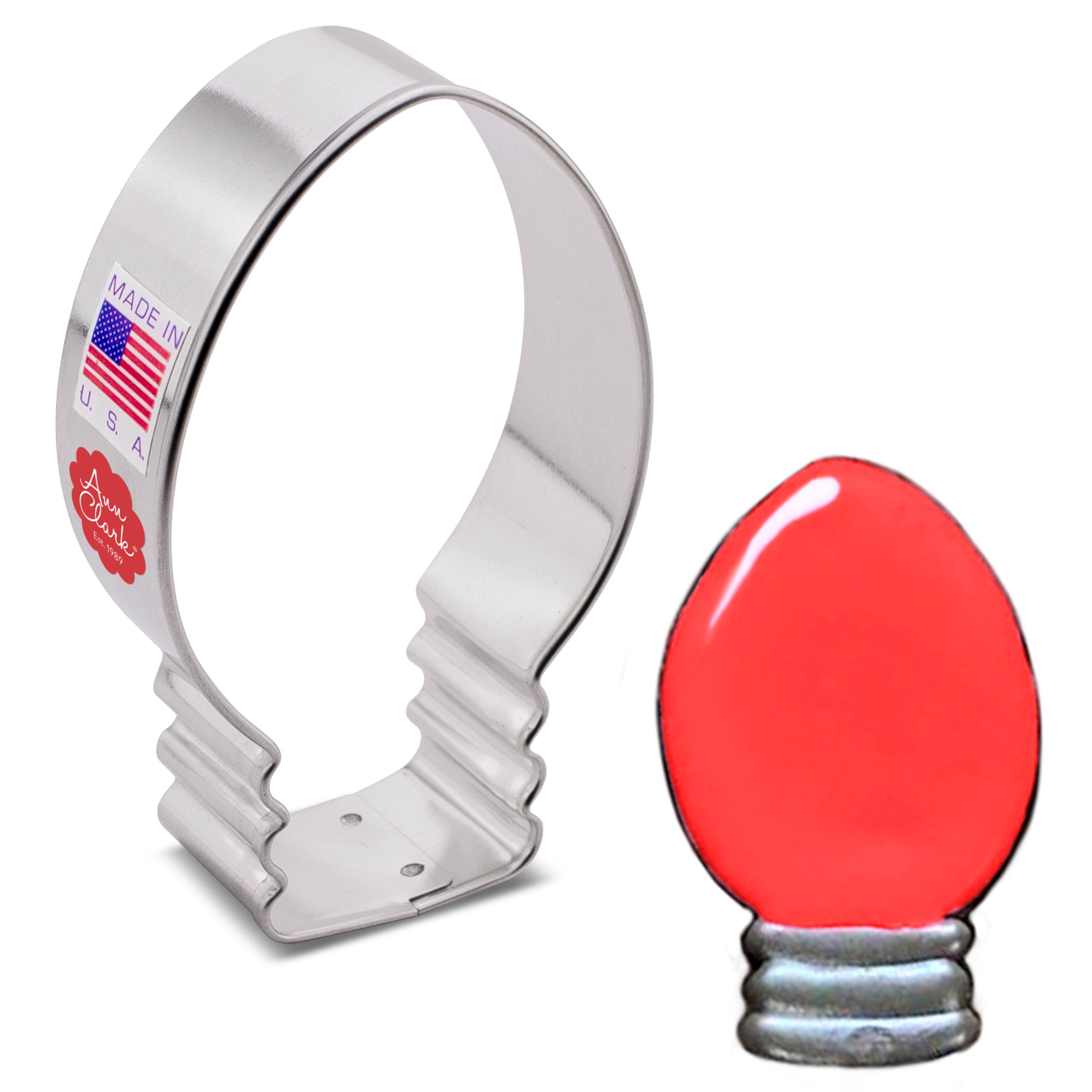 Ann Clark Christmas Light/Light Bulb Cookie Cutter 3.25", Made in USA