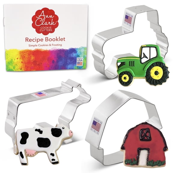 Ann Clark Country Farm Cookie Cutter Set, 3-Piece, Made in USA