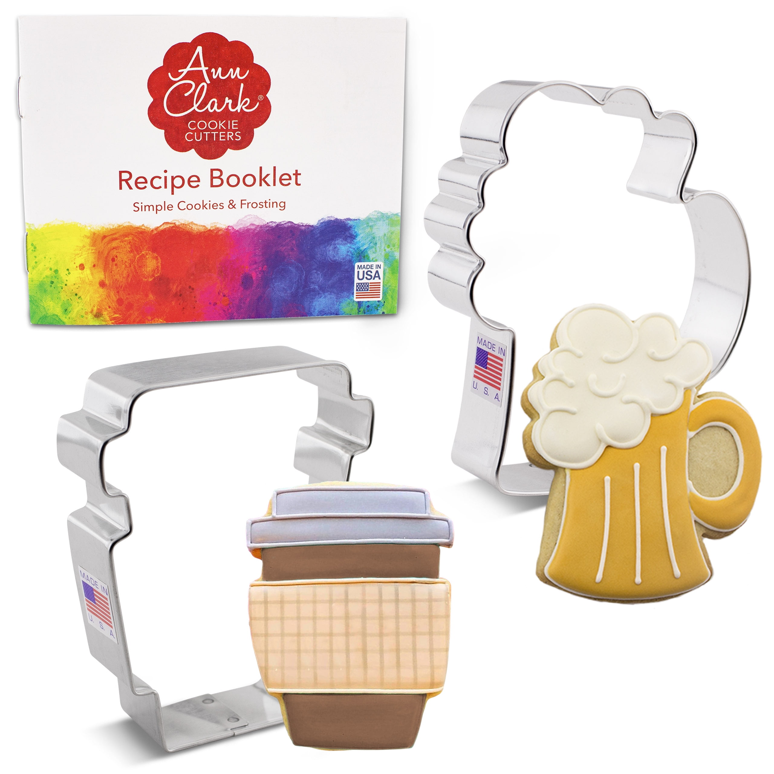 Ann Clark Silver Steel Latte Cup and Beer Stein Cookie Cutter Set