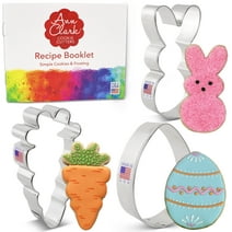 Ann Clark Easter Cookie Cutter Set, 3-Piece, Easter Bunny, Easter Egg, Carrot, Made in USA