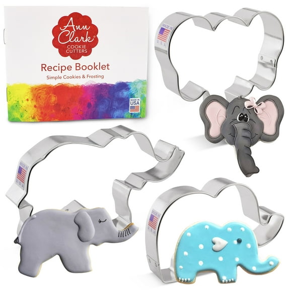 Ann Clark Elephants Cookie Cutter Set, 3-Piece, Made in USA