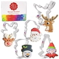 thumbnail image 1 of Ann Clark Faces of Christmas Cookie Cutters Santa, Reindeer, Snowman, Elf, 5-Piece Set, Made in USA, 1 of 8