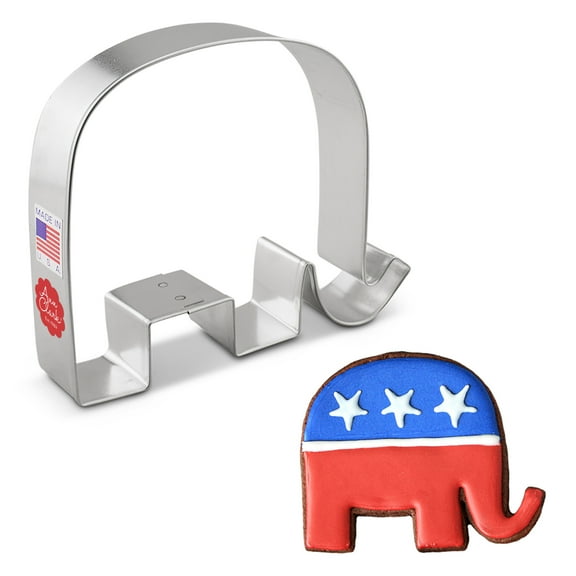 Ann Clark GOP Elephant Cookie Cutter 3.5", Made in USA