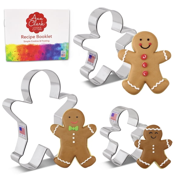 Ann Clark Gingerbread Man Cookie Cutter Set, 3-Piece, Made in USA