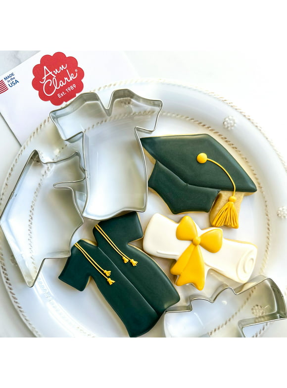 Ann Clark Graduation Cookie Cutter Set, 3-Piece, Made in USA