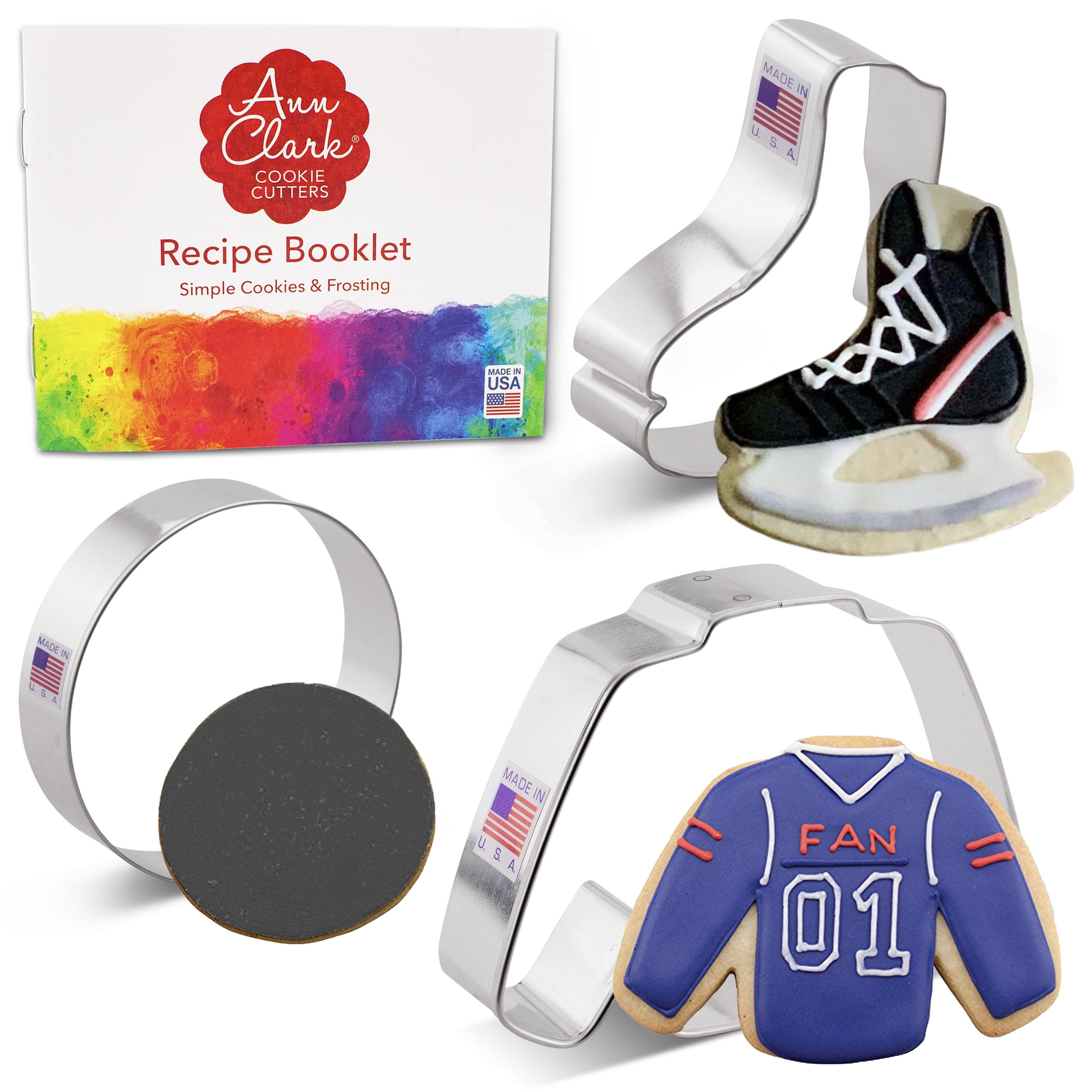 Ann Clark 3Piece Ice Hockey Jersey Cookie Cutter Set, Made in USA