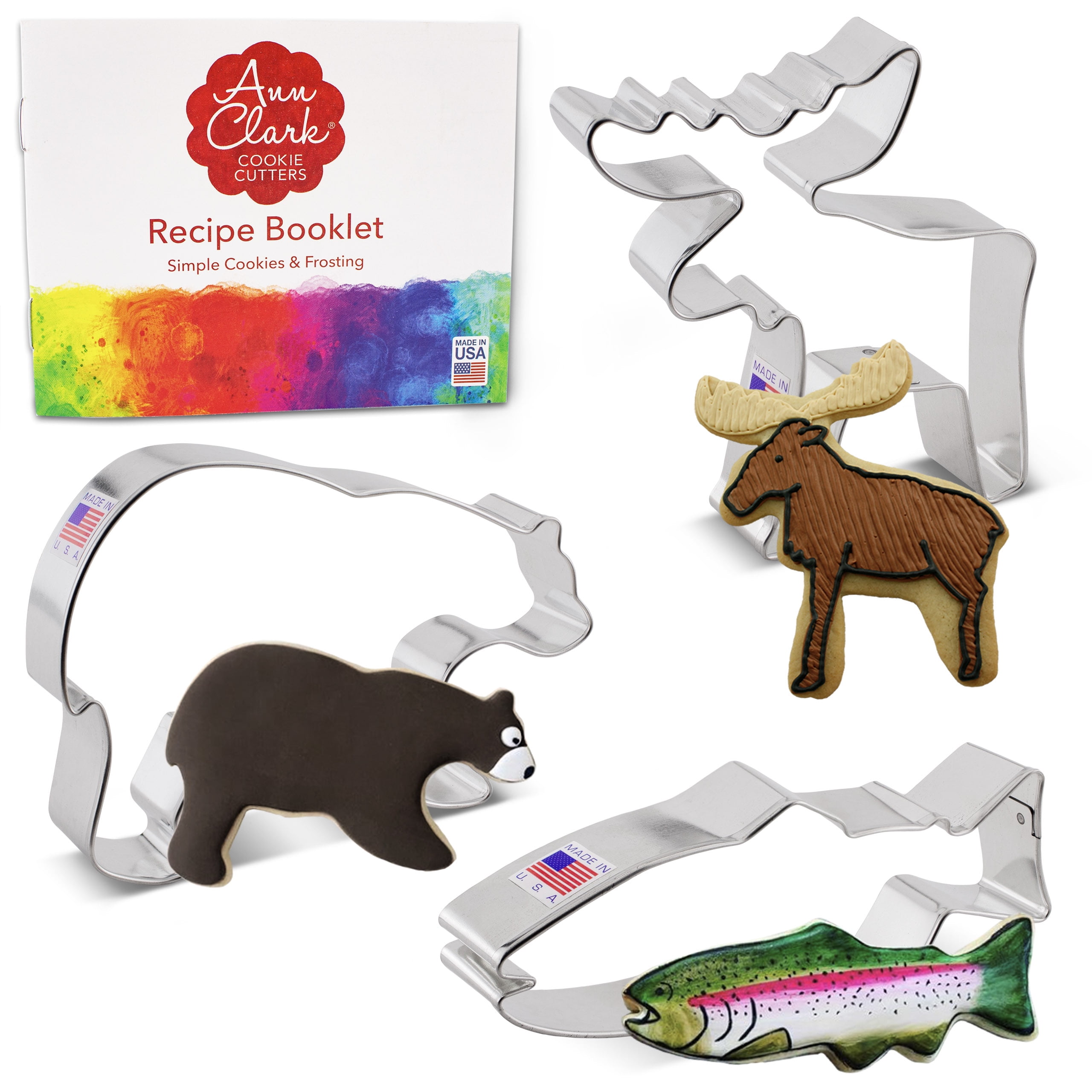 Mountain Wildlife Metal Cookie Cutter Set with Recipe Booklet