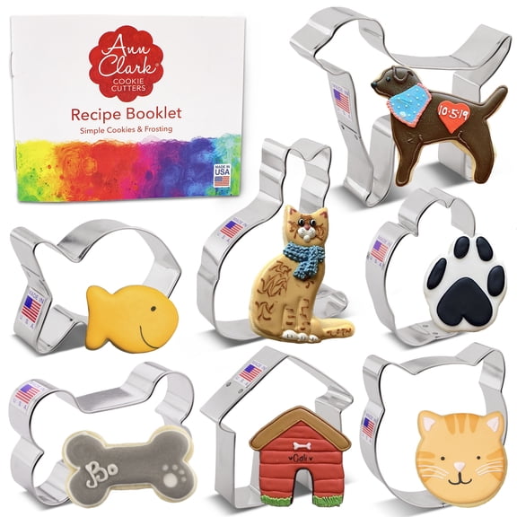 Ann Clark Pet Cookie Cutter Set, 7-Piece, Made in USA