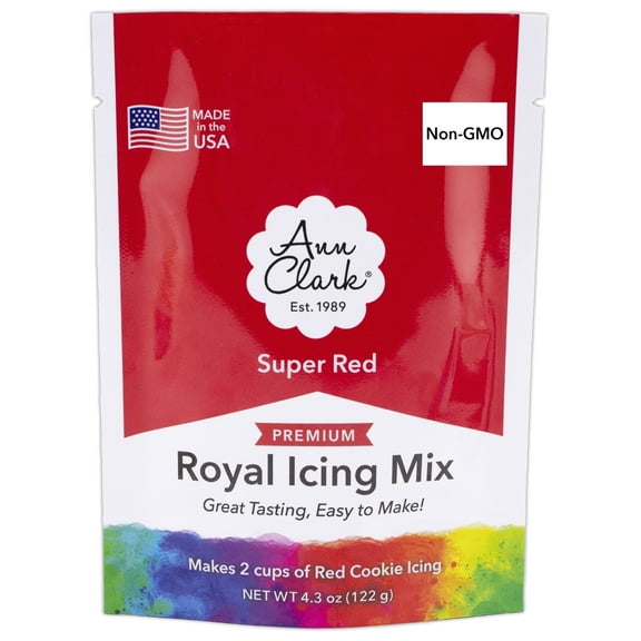 Ann Clark Red Royal Icing Mix 4.3-oz. Pouch Makes 2 Cups Red Cookie Icing