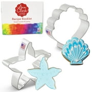 Ann Clark Summer Beach Cookie Cutter Set, 2-Piece, Made in USA, Seashell and Starfish