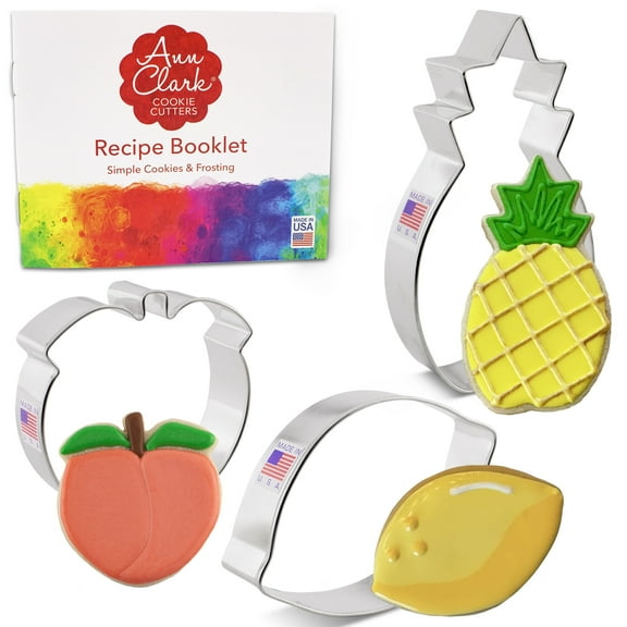 Ann Clark Summer Fruit Cookie Cutter Set, 3-Piece, Made in USA