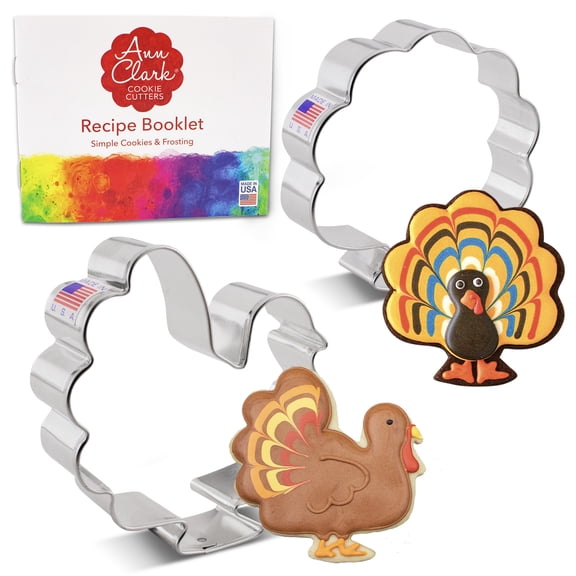 Ann Clark Thanksgiving Turkey Cookie Cutter Set, 2-Piece, Made in USA