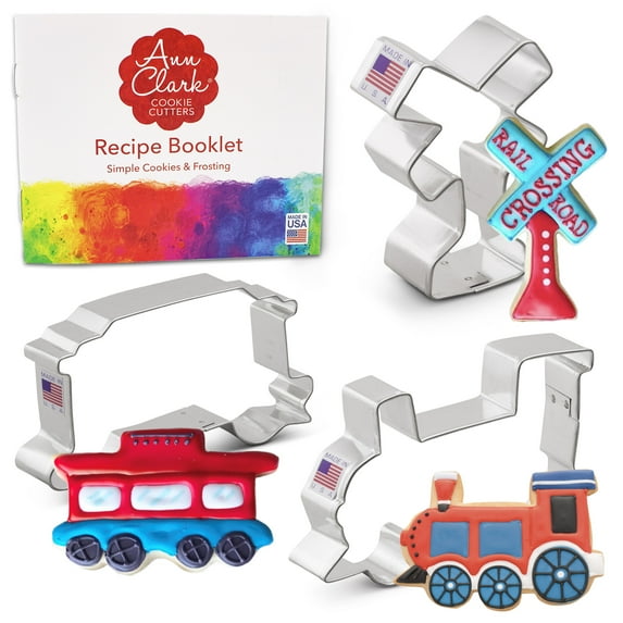 Ann Clark Train Railroad Cookie Cutter Set, 3-Piece, Made in USA