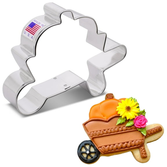 Ann Clark Wheelbarrow Pumpkin Cookie Cutter 4", Made in USA