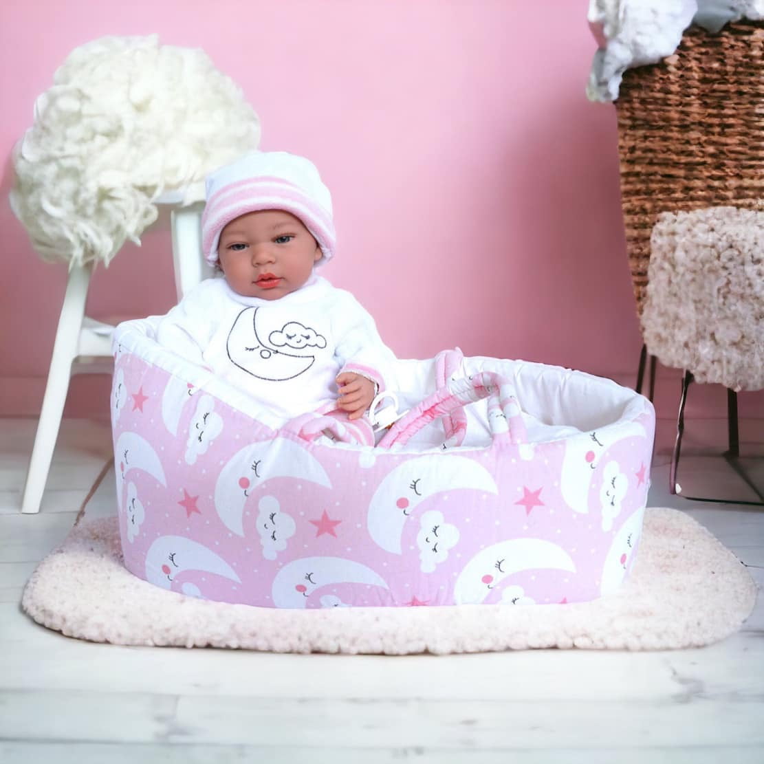 Ann Lauren Dolls 15 inch Baby Girl Doll with Bassinet, Toddler Set