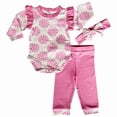 thumbnail image 1 of AnnLoren Baby Girls Layette Pink Polka Dot Onesie Pants Headband 3piece Gift Set, 1 of 8