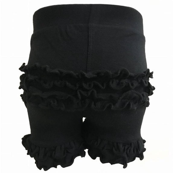 AnnLoren Girls Black Stretch Cotton Knit RuffleButts Shorts Baby/Toddler