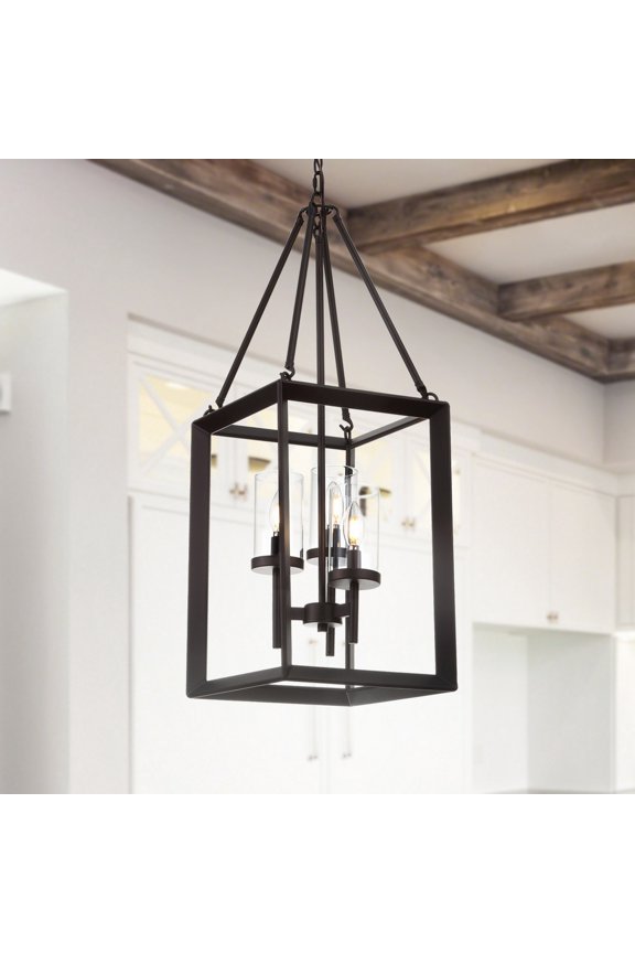 Anna 12" 3-light Metal/Glass LED Pendant, Oil Rubbed Bronze
