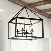 JONATHAN Y Anna 21" 4-light Metal/Glass LED Pendant, Oil Rubbed Bronze