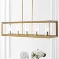 thumbnail image 1 of JONATHAN Y Anna 38.5" Linear 5-light Metal/Glass LED Pendant, Brass Gold, 1 of 8