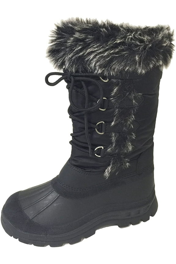 Women's Winter Boots Faux Fur Insulated Zipper, 11 Inch Shaft Black, Size 8
