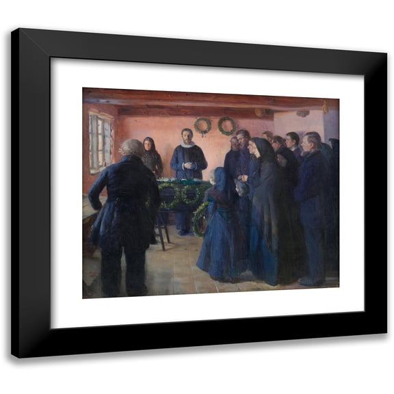 Anna Ancher 14x12 Black Modern Framed Museum Art Print Titled - A Funeral (1891)