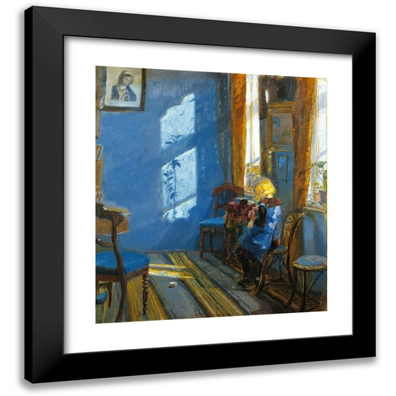 Anna Archer 12x13 Black Modern Framed Museum Art Print Titled - Sunlight in the Blue Room (1891)