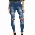 thumbnail image 1 of Anna & Ava Distressed Ripped Denim Skimmer Leggings, Medium Wash, Size Small, 1 of 2